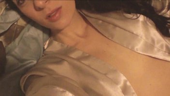 Self made video of horny canadian brunette