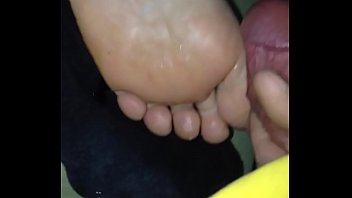 Cum on her sleeping foot again